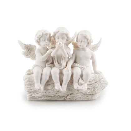Engelfiguren-Trio mit Perle weiss
